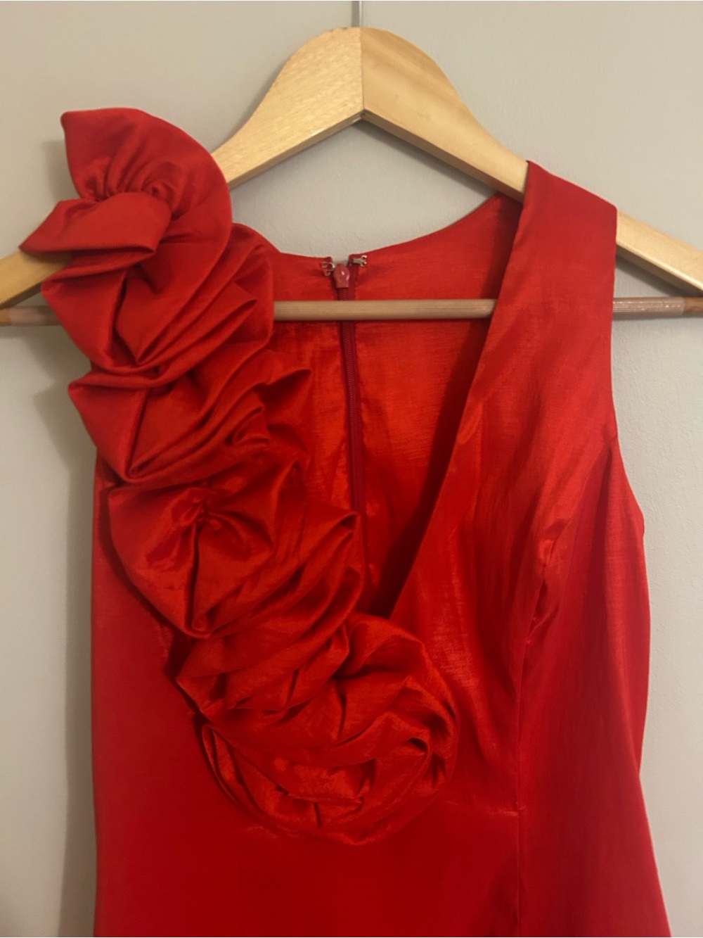 Cache Red One-Shoulder Ruffle Midi Dress - Picture 3 of 12